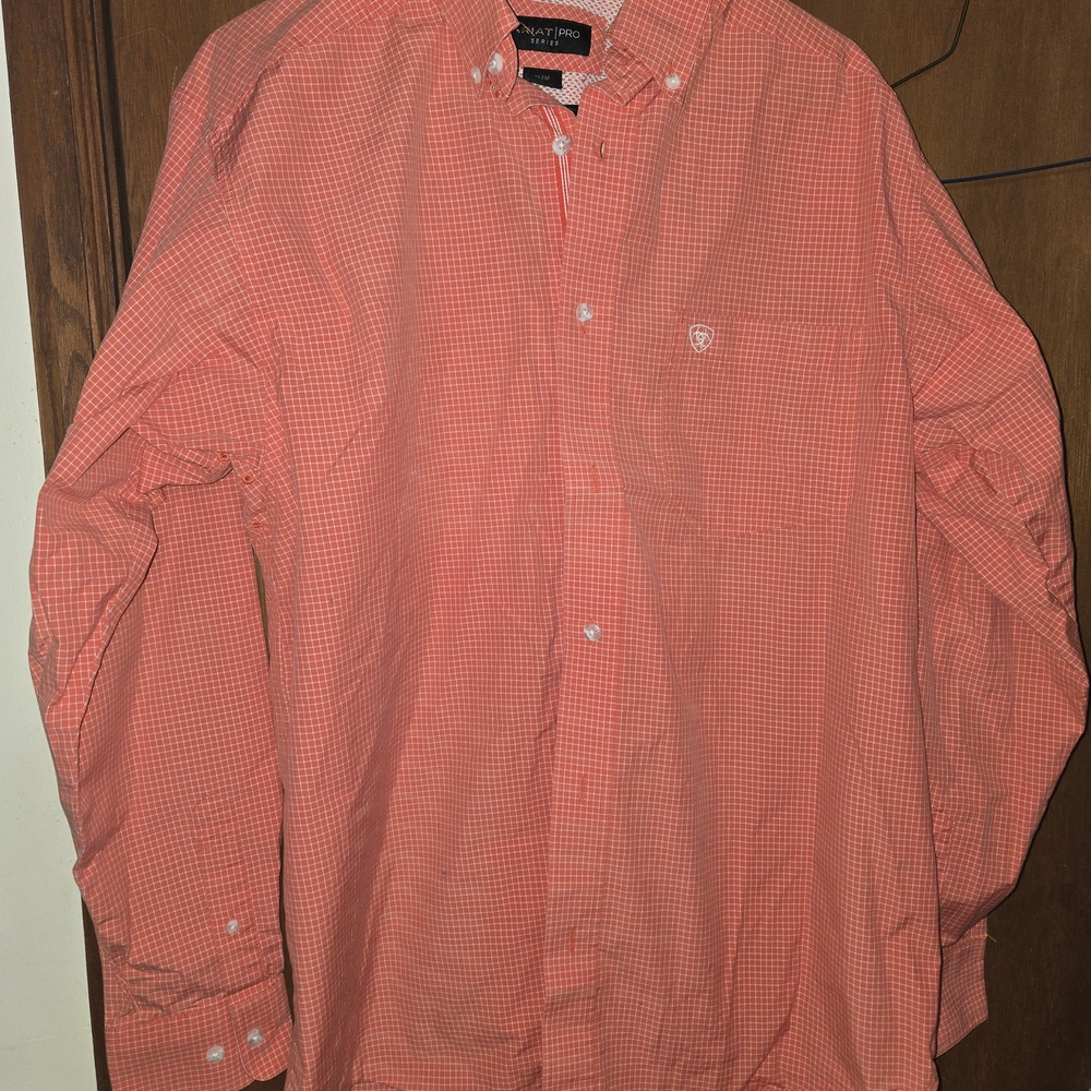 Ariat Men's Coral Checkered Button Down Shirt